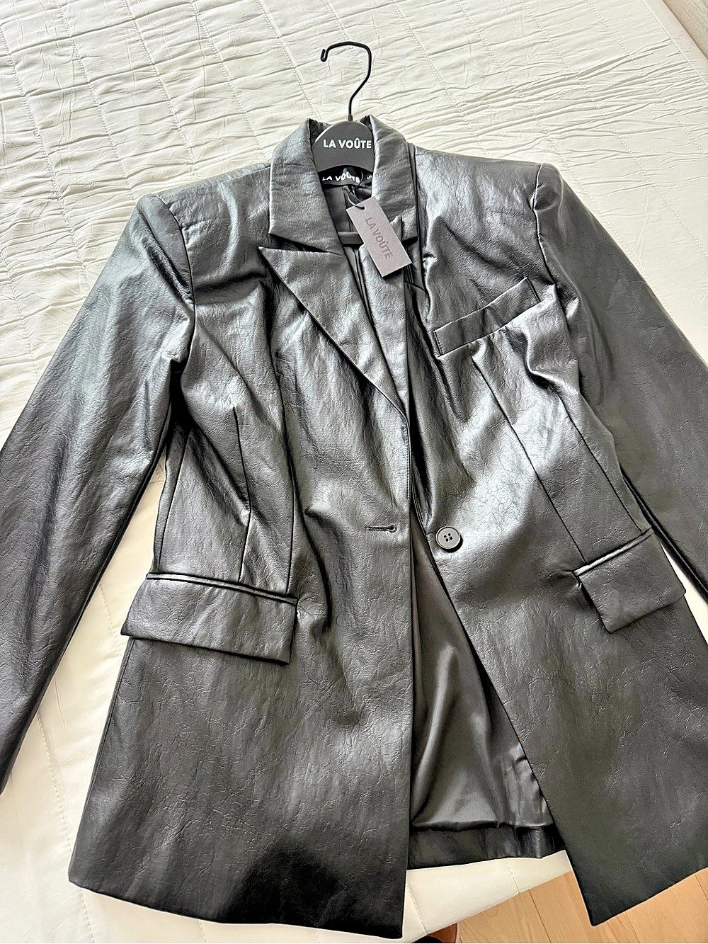 LA VOÛTE Leather Madame Blazer Gray Size Small
